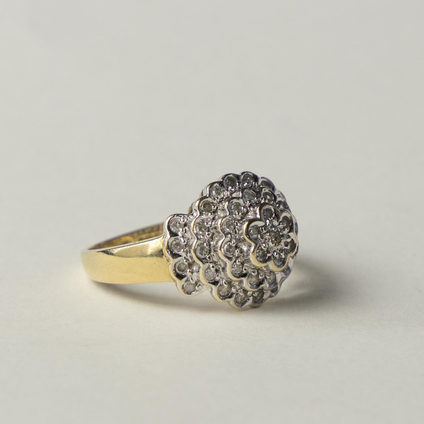 9ct diamond flower dome ring