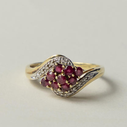 9ct ruby & diamond twist ring
