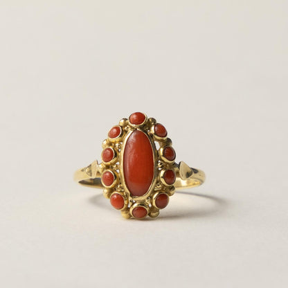14ct coral cluster ring