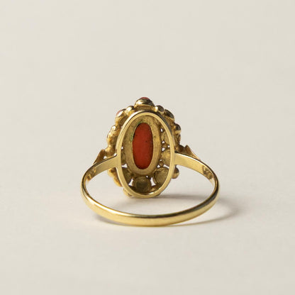 14ct coral cluster ring