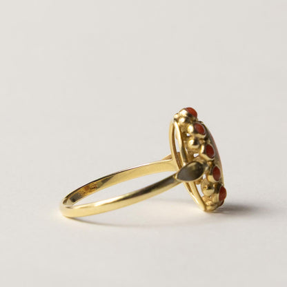 14ct coral cluster ring