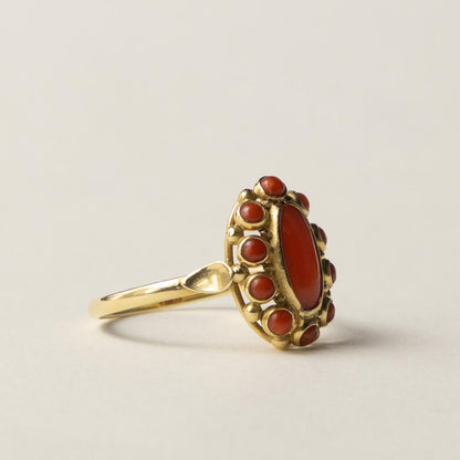 14ct coral cluster ring
