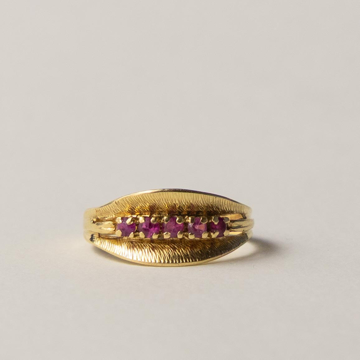 18ct organic ruby row ring