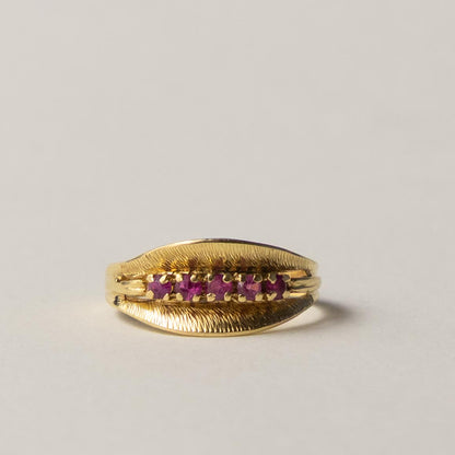 18ct organic ruby row ring