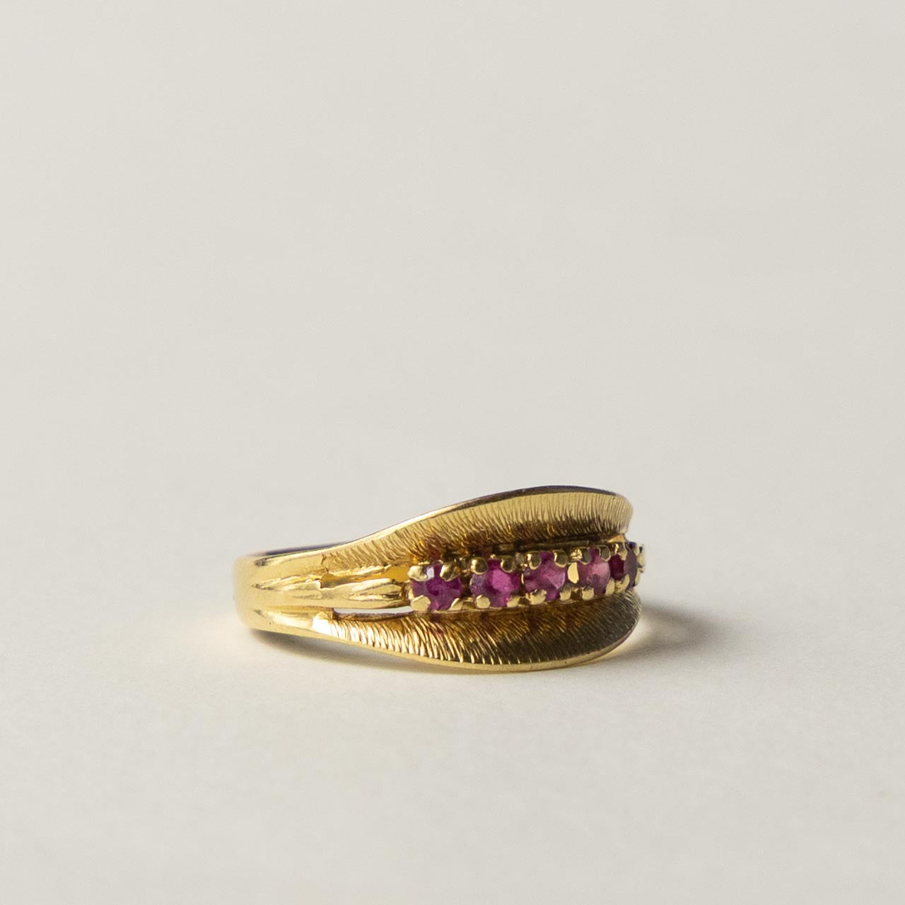 18ct organic ruby row ring