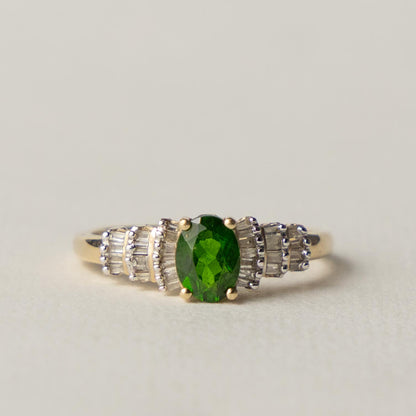 9ct diopside diamond ring