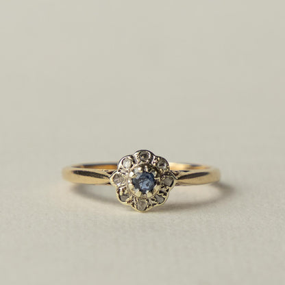 9ct tanzanite & diamond flower cluster ring