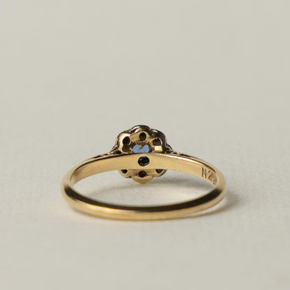 9ct tanzanite & diamond flower cluster ring