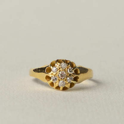 antique 18ct diamond roset cluster ring