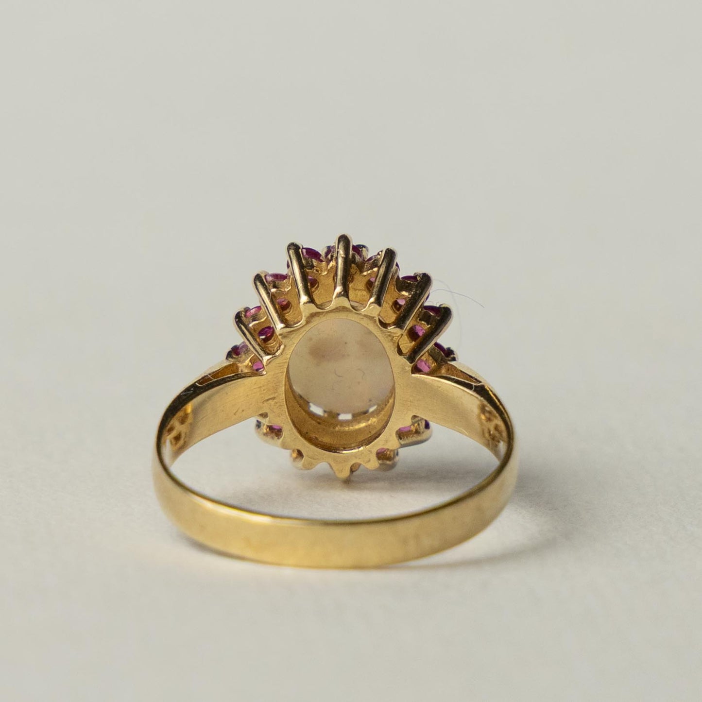 9ct opal & ruby cluster ring