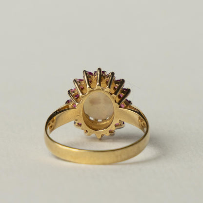 9ct opal & ruby cluster ring