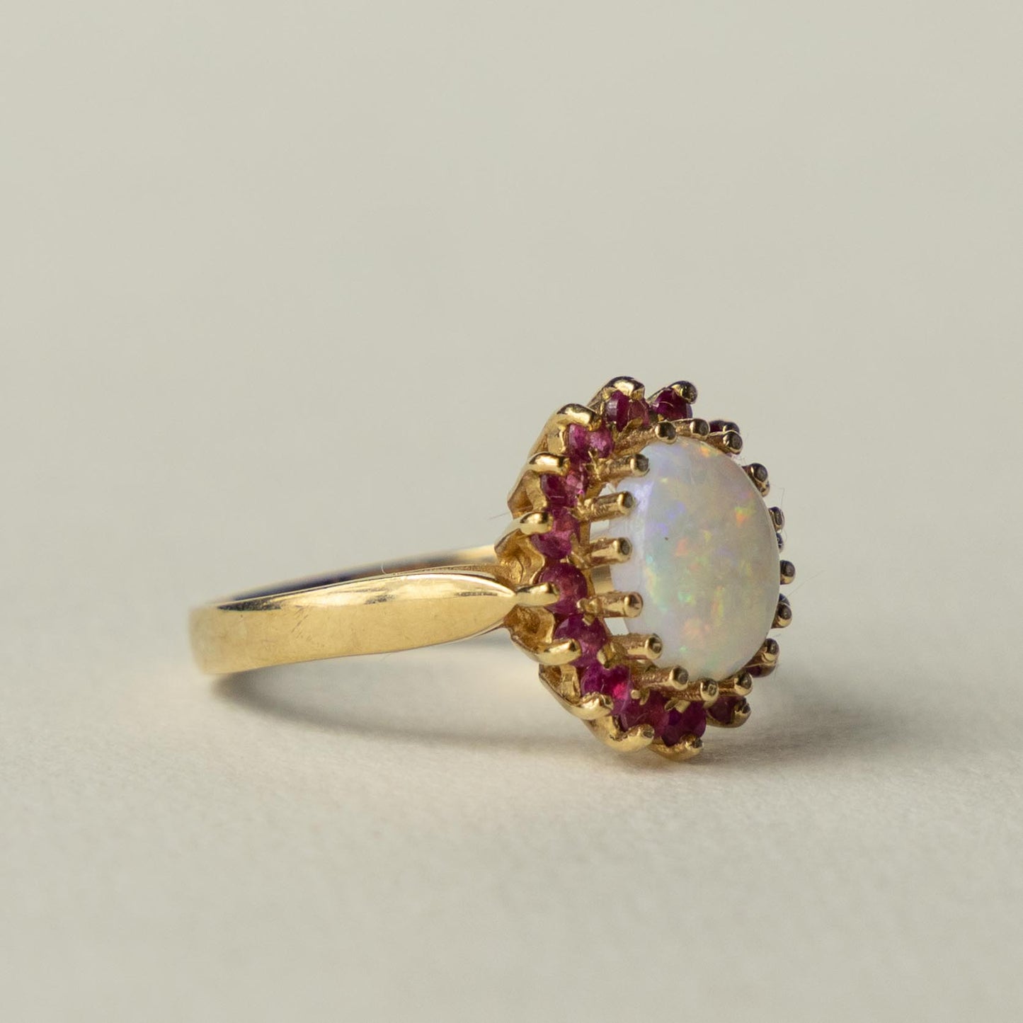 9ct opal & ruby cluster ring