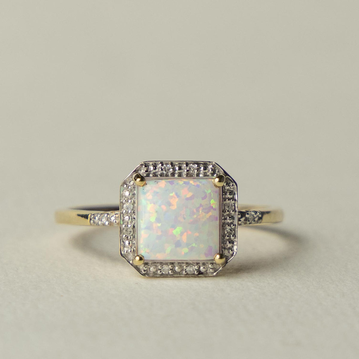 9ct opal & diamond ring