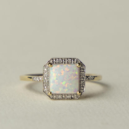 9ct opal & diamond ring