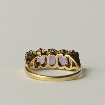 9ct amethyst five stone ring