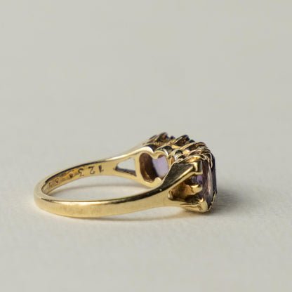9ct amethyst five stone ring
