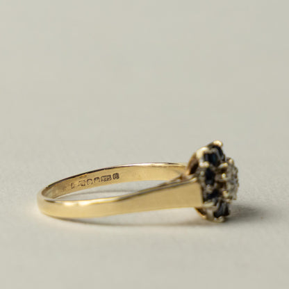9ct sapphire & diamond flower cluster