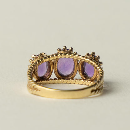 9ct amethyst trilogy ring