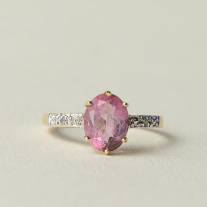 9ct pink topaz & diamond solitaire