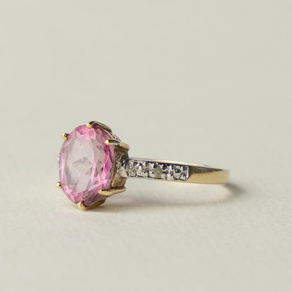 9ct pink topaz & diamond solitaire