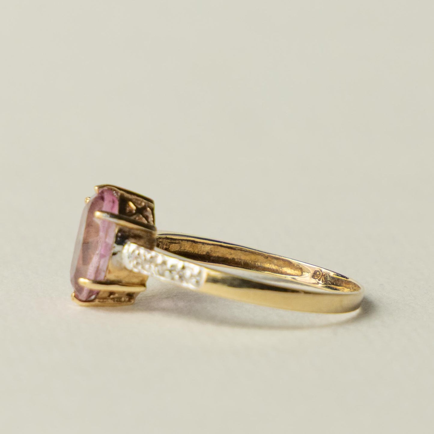 9ct pink topaz & diamond solitaire