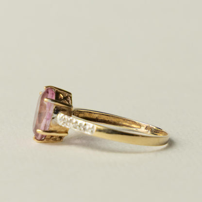 9ct pink topaz & diamond solitaire