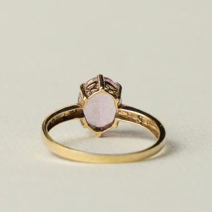 9ct pink topaz & diamond solitaire