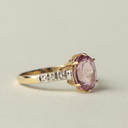 9ct pink topaz & diamond solitaire