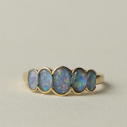 9ct opal five stone ring