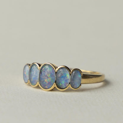 9ct opal five stone ring