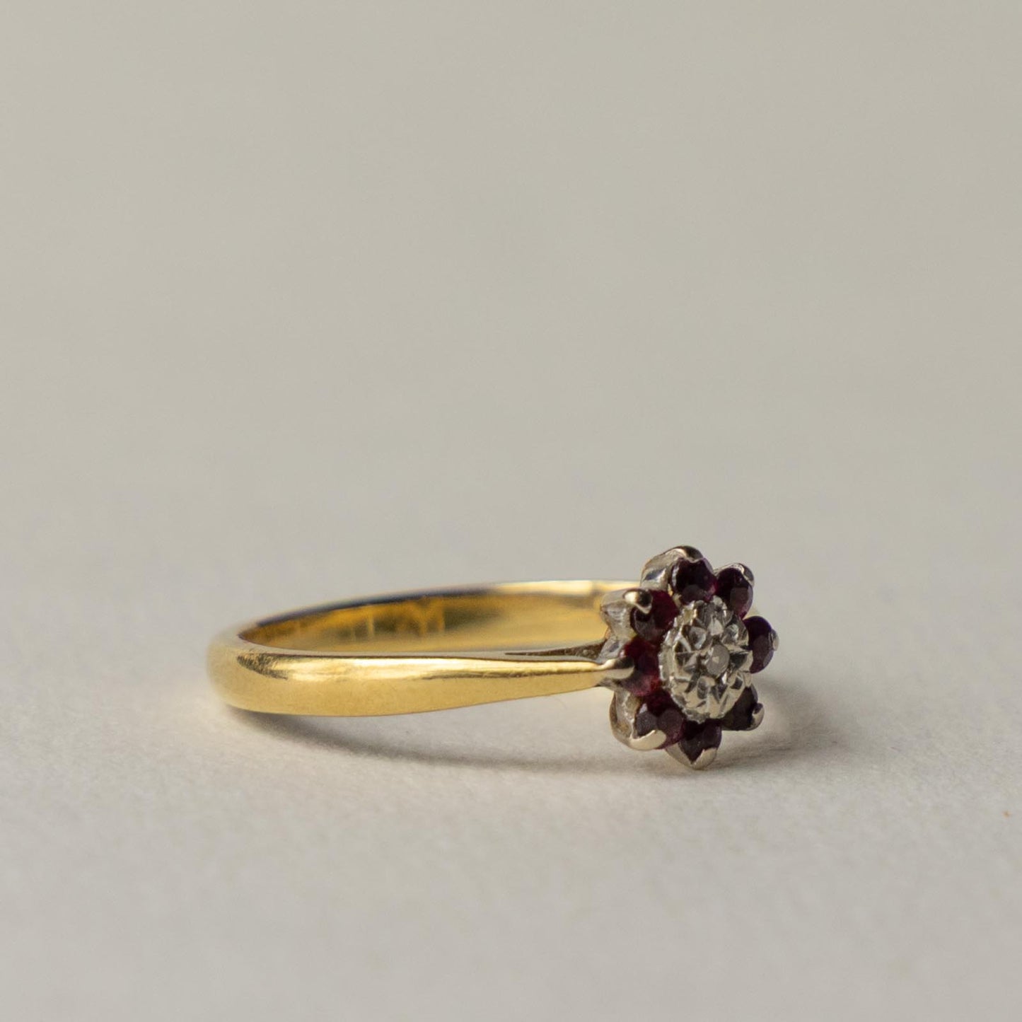 18ct ruby & diamond flower cluster