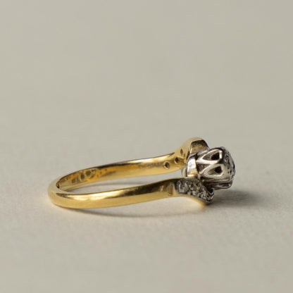 antique 18ct diamond trilogy ring