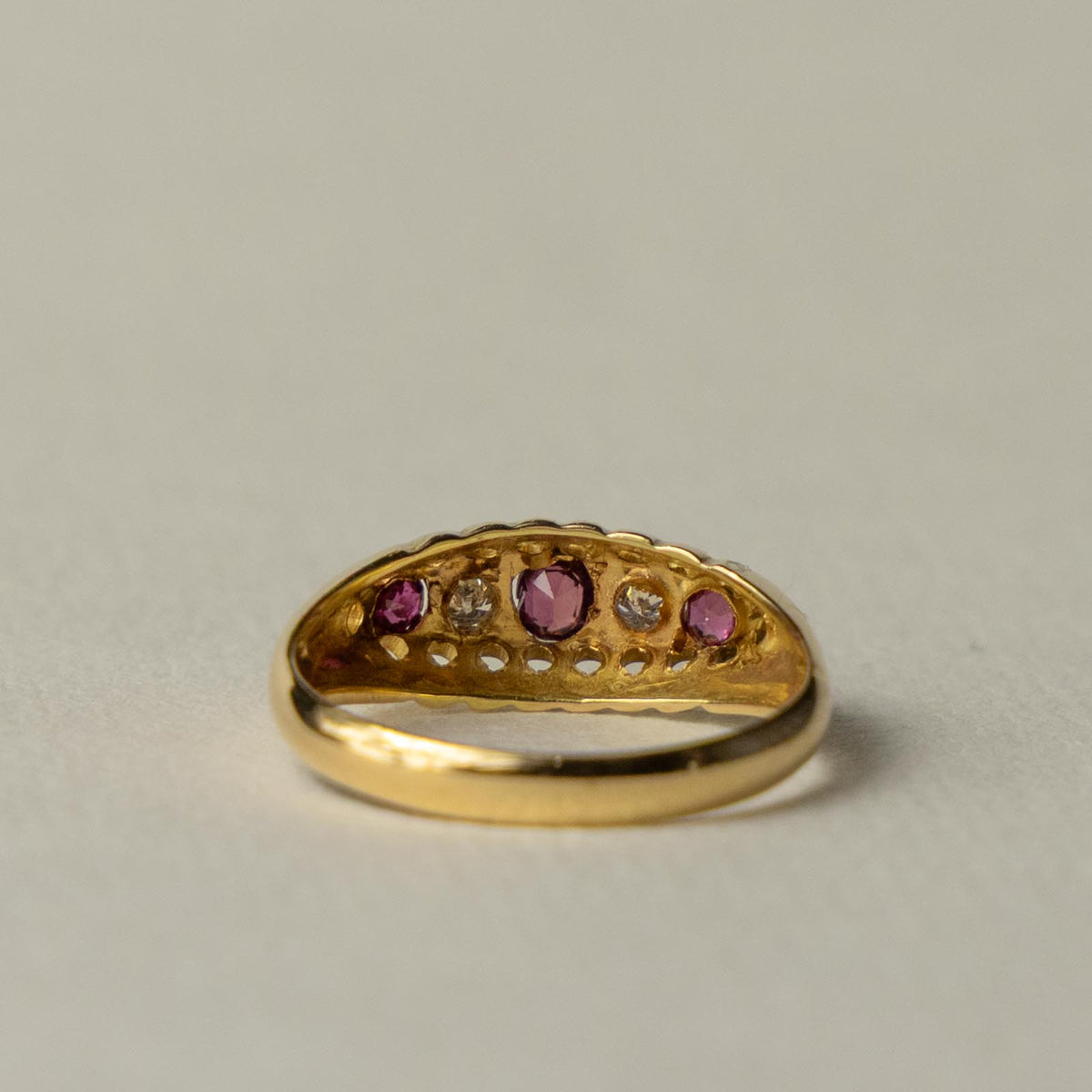antique 18ct ruby & diamond row