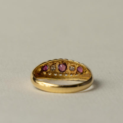 antique 18ct ruby & diamond row