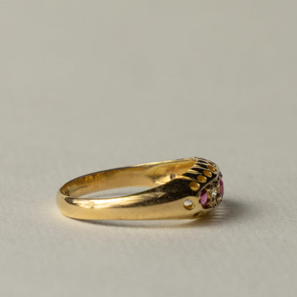 antique 18ct ruby & diamond row