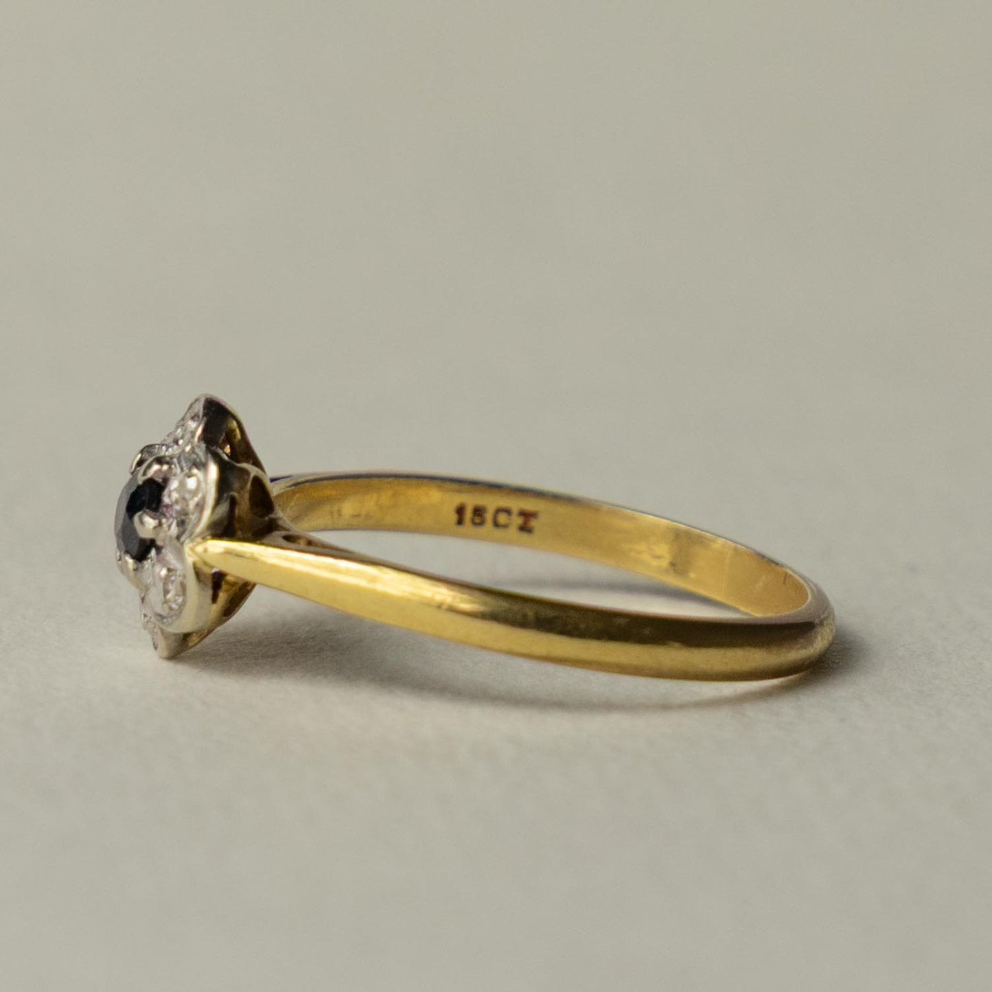 antique Edwardian 18ct sapphire & diamond cluster ring