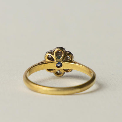 antique Edwardian 18ct sapphire & diamond cluster ring