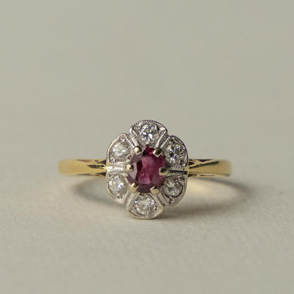 antique Edwardian 18ct ruby & diamond ring