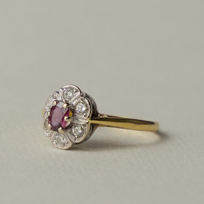 antique Edwardian 18ct ruby & diamond ring