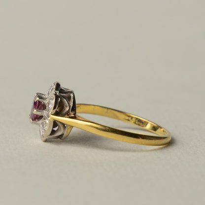 antique Edwardian 18ct ruby & diamond ring