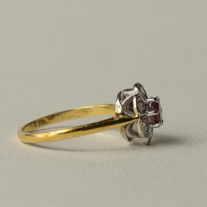antique Edwardian 18ct ruby & diamond ring