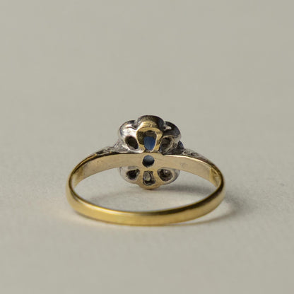 antique Edwardian 18ct sapphire & diamond cluster ring