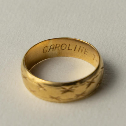 vintage 18ct gold patterned band ring