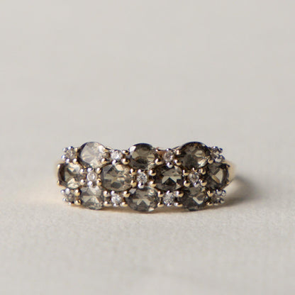 9ct andasulite & diamond cluster ring