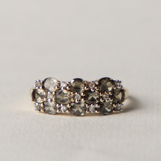 9ct andasulite & diamond cluster ring