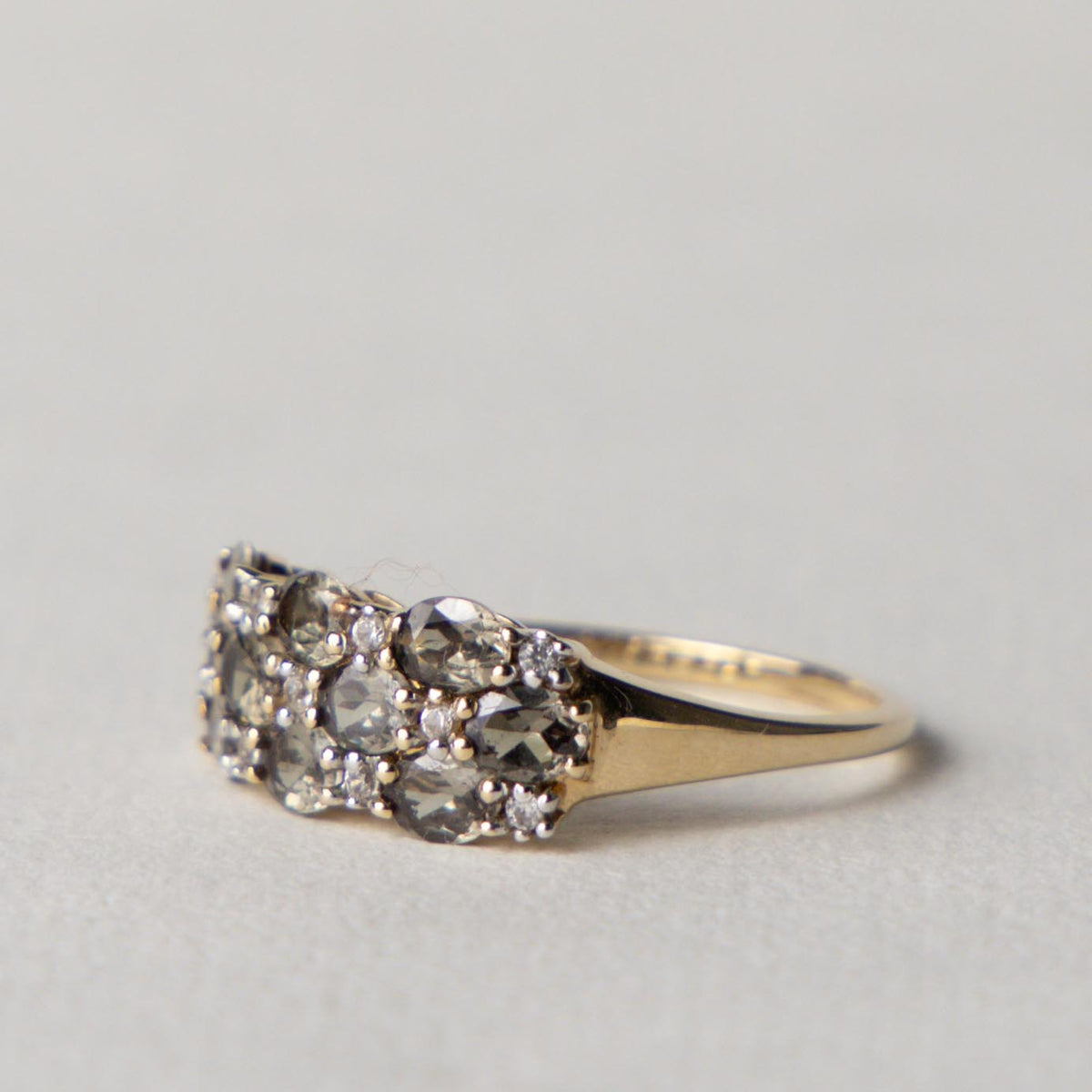 9ct andasulite & diamond cluster ring