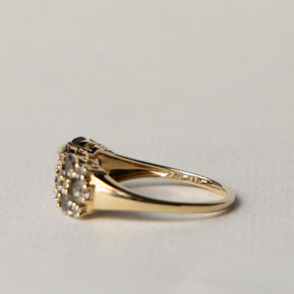 9ct andasulite & diamond cluster ring