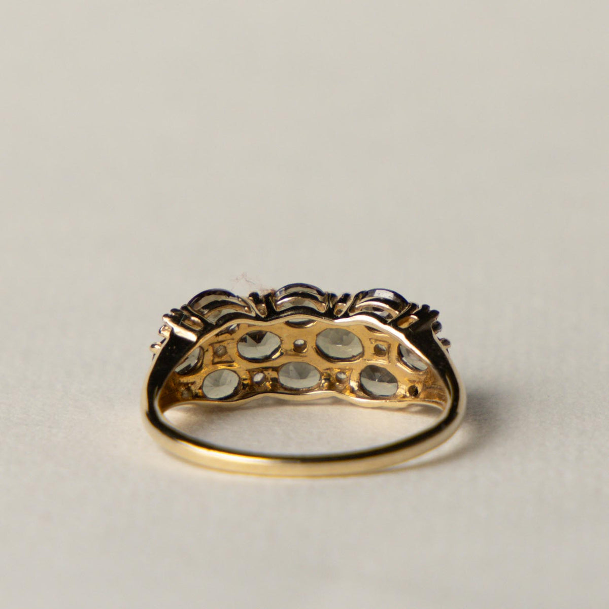 9ct andasulite & diamond cluster ring