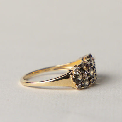 9ct andasulite & diamond cluster ring