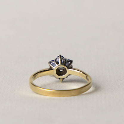 9ct sapphire & diamond flower cluster ring